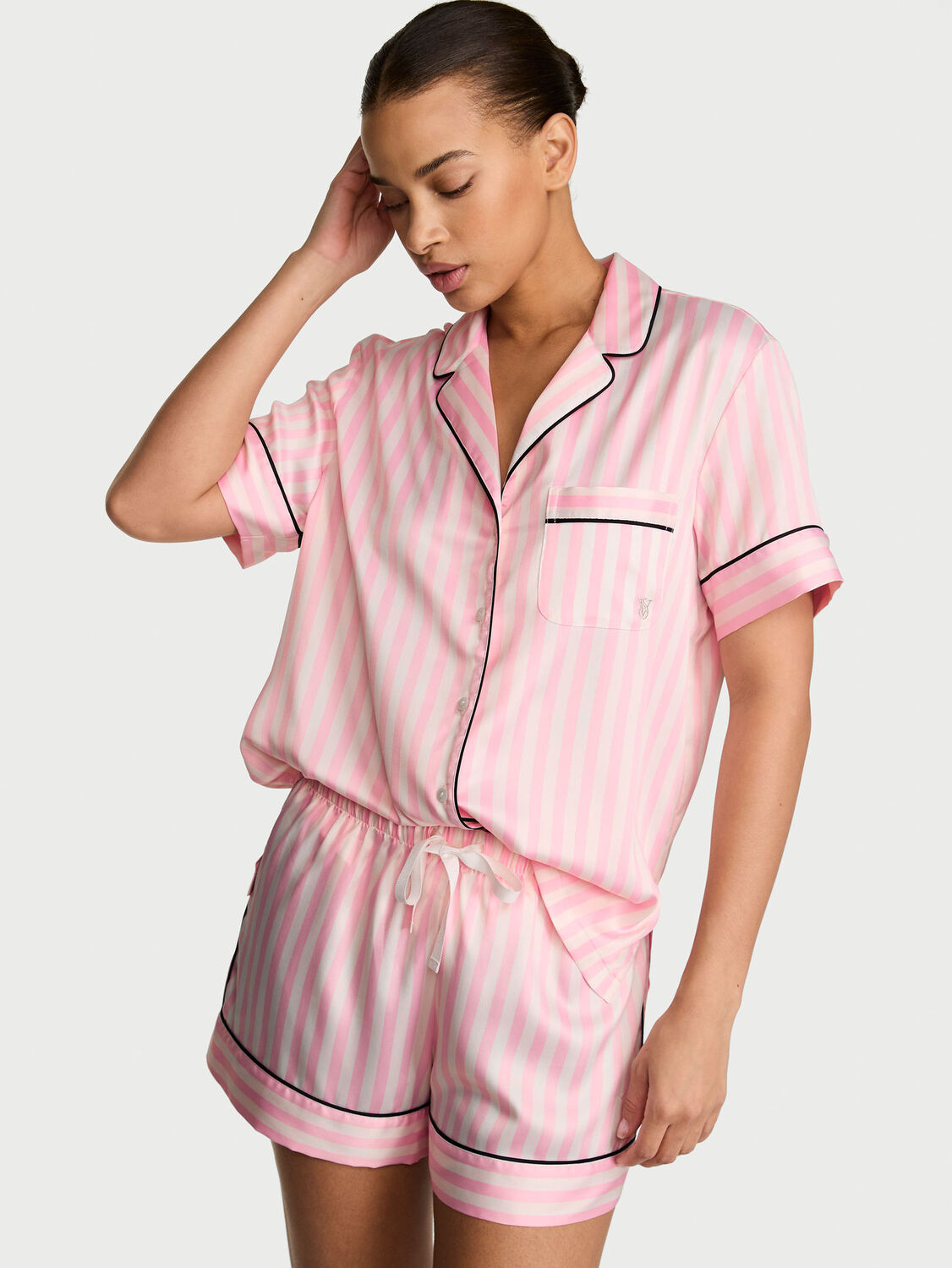 vs Victoria's Secret Glazed Satin Short Pajama Set 1 of 3 